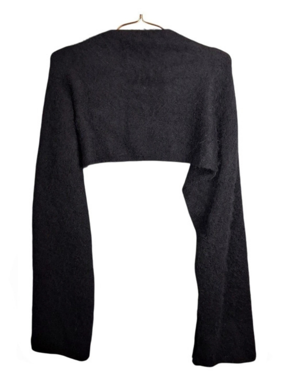 Note di Anita Scarf Black Mohair Wool Blend Knit Long Winter Wrap Italy 74x23